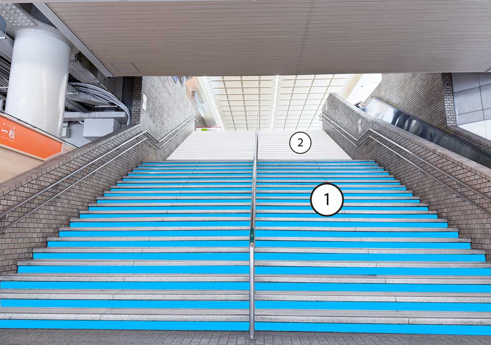 西宮北口7号線降車ホームステップ広告