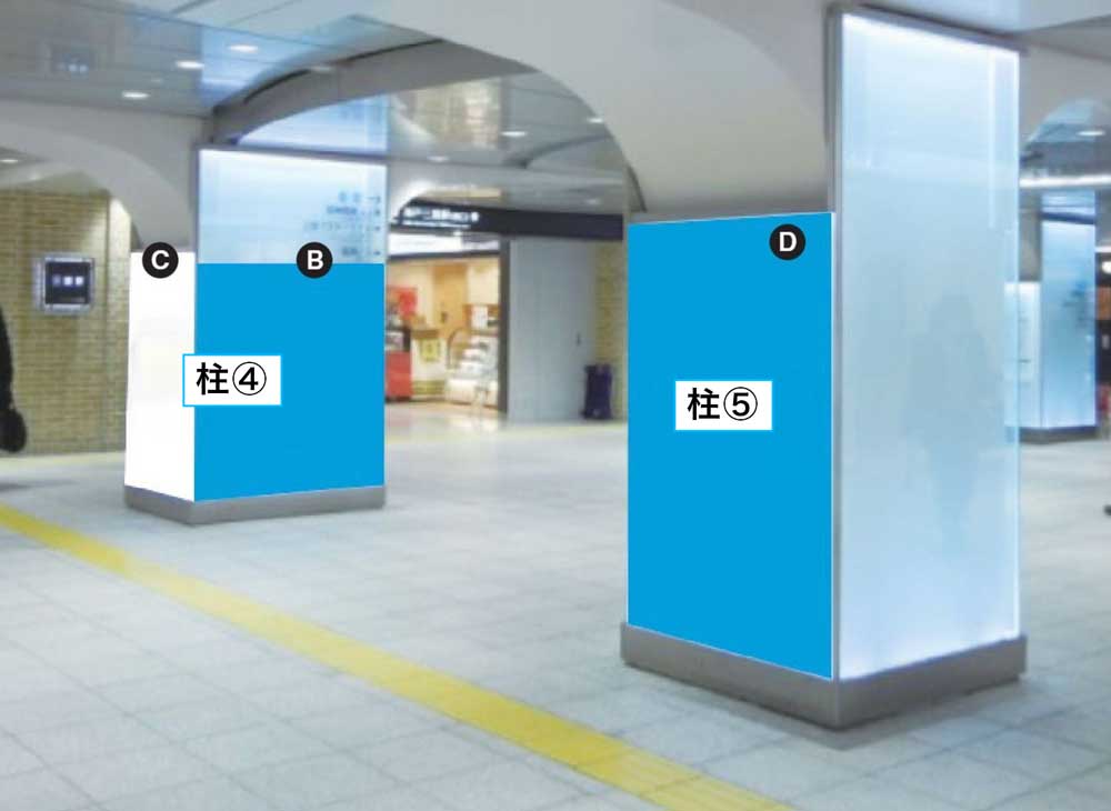 神戸三宮西口改札外　誘導標記付随柱面